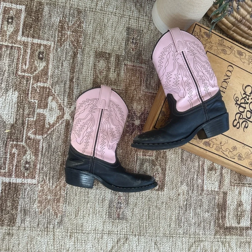 Smoky Mountain Girls Western Cowgirl Boots Size 12.5 Monterey Leather Pink Brown